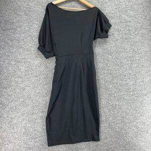New LilyIn Dress Women L Large Black Sheath Midi Short Sleeve Round Neck Casual